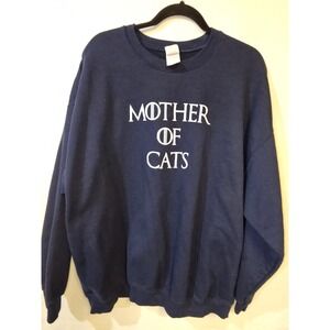 Navy Mother Of Cats  Play On Words (GOT) crew Neck Plus Size 2X